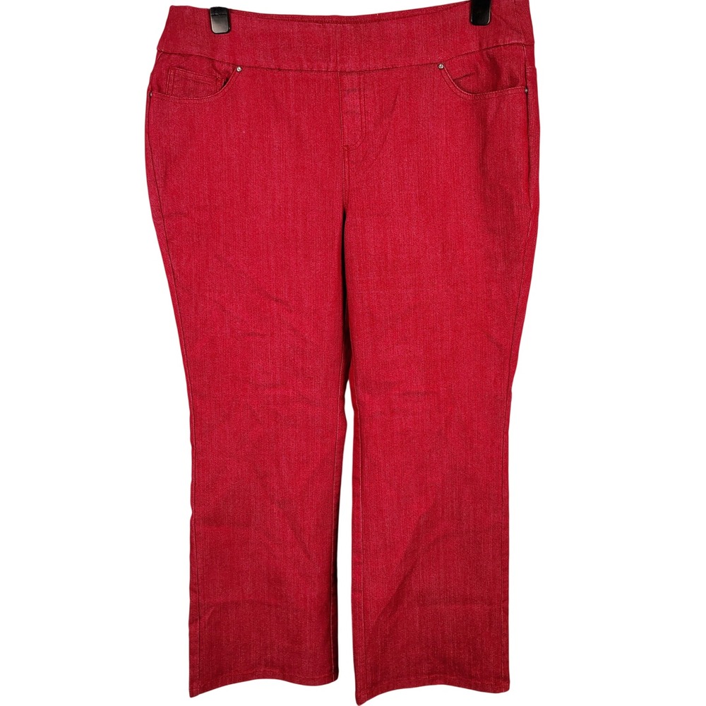 Denim & Co Womens 20W Pull On Stretch Jeans Red Cotton Blend Casual Classic